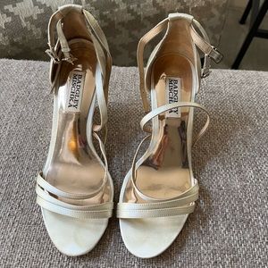 Worn once- Badgley Mischka wedding wedges. Size 6